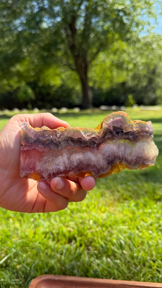Fluorite, Pyrite, & Barite Polished Slab "Stassi"