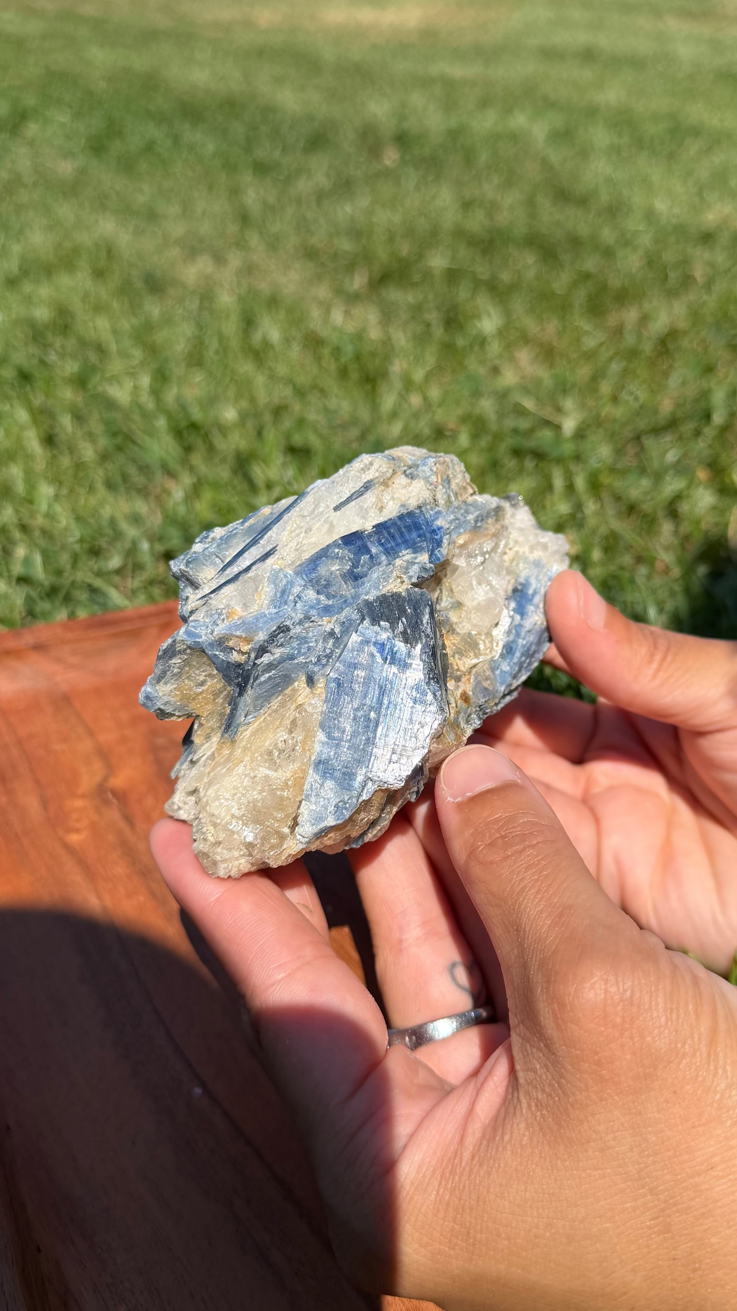 Blue Kyanite Cluster with Muscovite Mica & Clear Quartz "James"