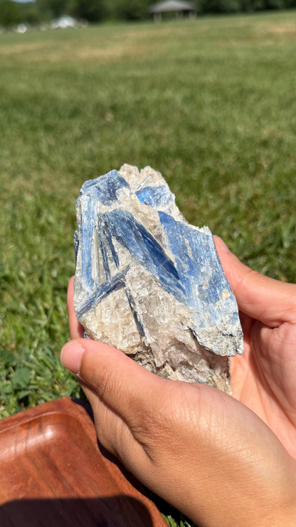 Blue Kyanite Cluster with Muscovite Mica & Clear Quartz "James"