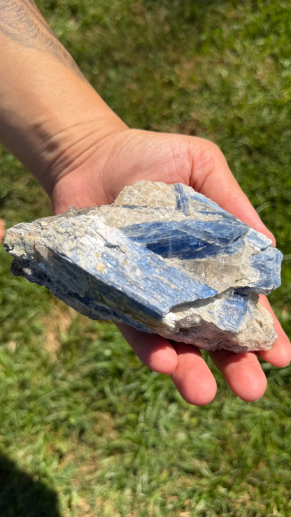 Blue Kyanite Cluster with Muscovite Mica & Clear Quartz "James"