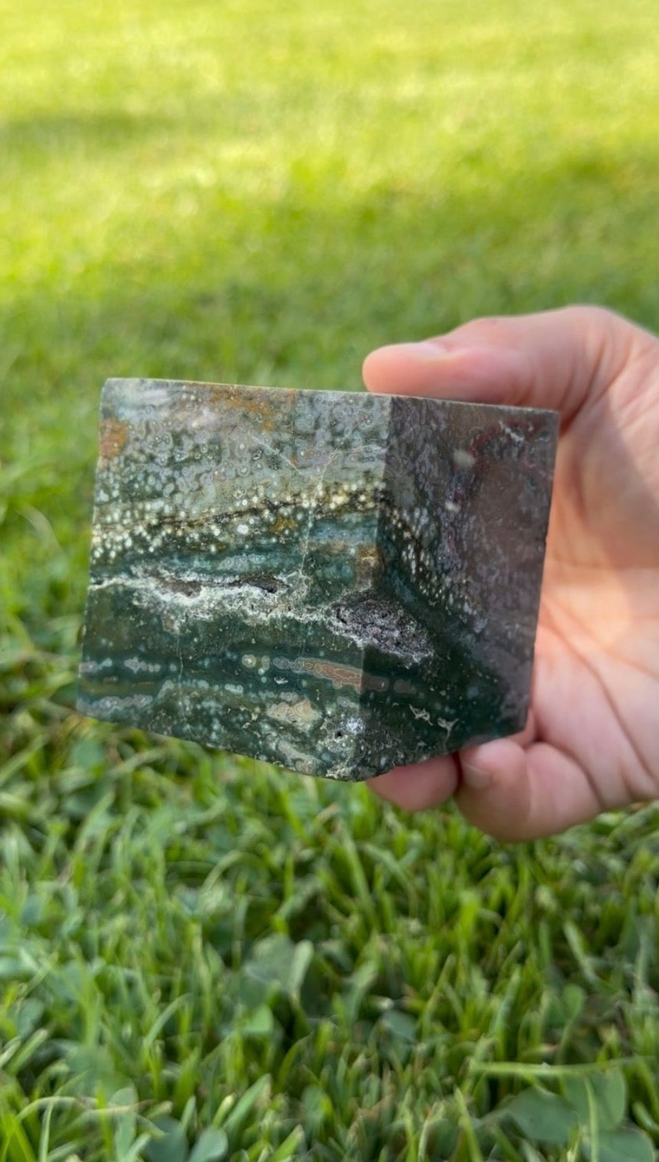 Ocean Jasper Floating Cube "Katie"